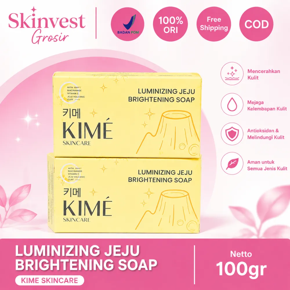 KIME LUMINIZING JEJU BRIGHTENING SOAP - 1 BOX DAPAT 2 BATANG